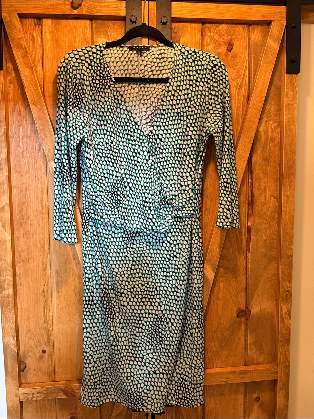 Roz & Ali Teal and White Polka Dot Wrap Midi Dress